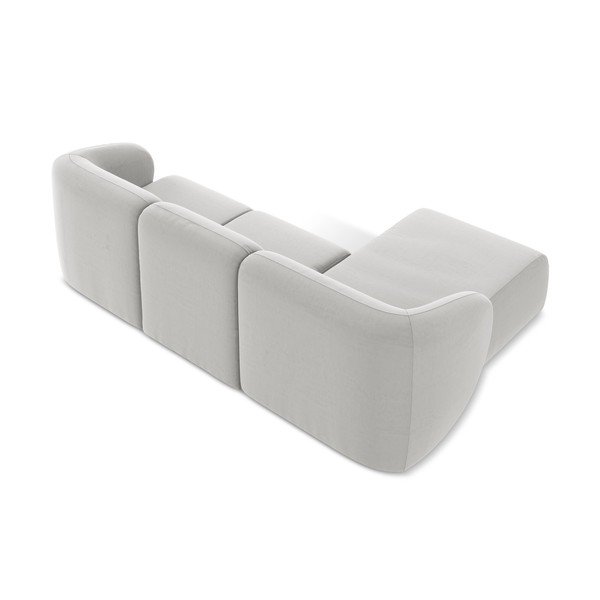 Svetlo siva žametna kotna sedežna garnitura (levi kot/z ležalnikom) Lani – Makamii-image-3