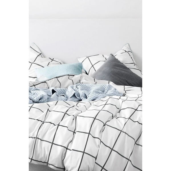 Bela bombažna podaljšana posteljnina za zakonsko posteljo z rjuho 200x220 cm - Mila Home