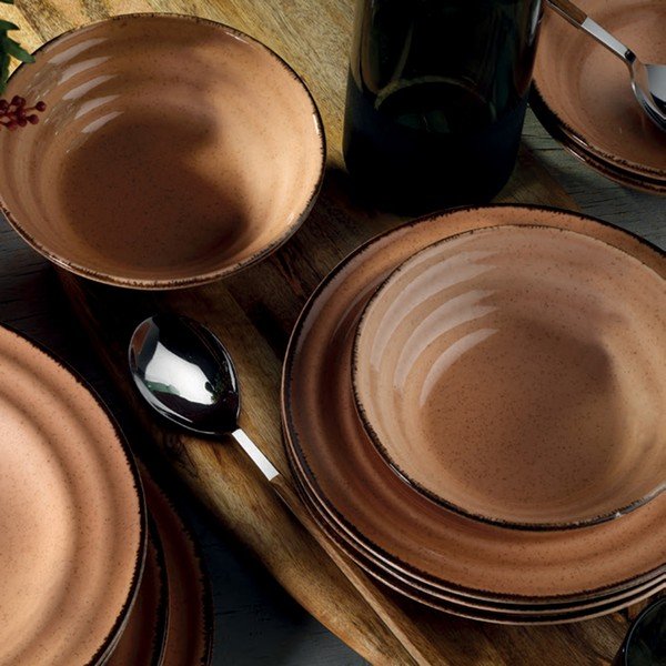 24-delni oranžen jedilni set iz porcelana Kütahya Porselen Basis-image-1