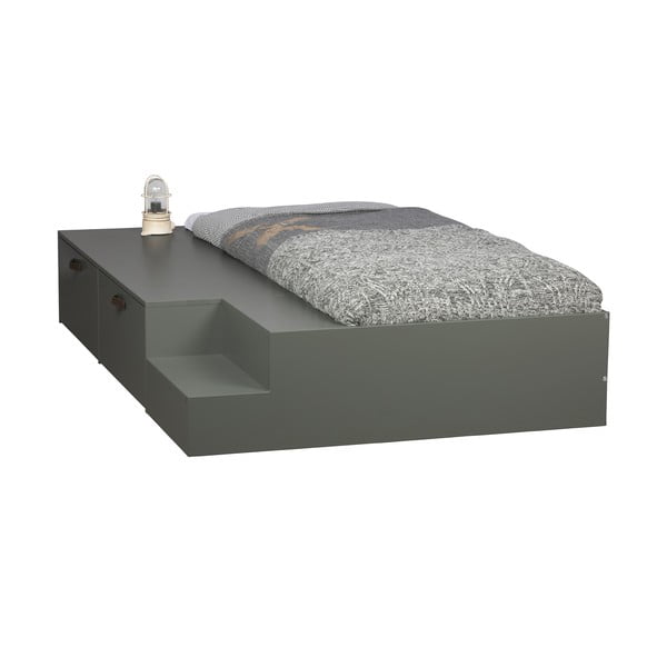 Zelena/siva otroška postelja iz masivnega bora s prostorom za shranjevanje 80x200 cm Stage – vtwonen-image-3