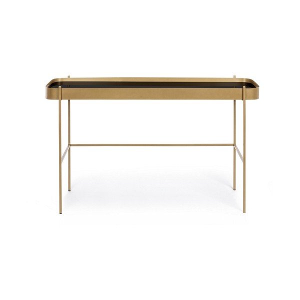 Stranska mizica s stekleno mizno ploščo v zlati barvi 43x120,5 cm Rashida – Bizzotto-image-2