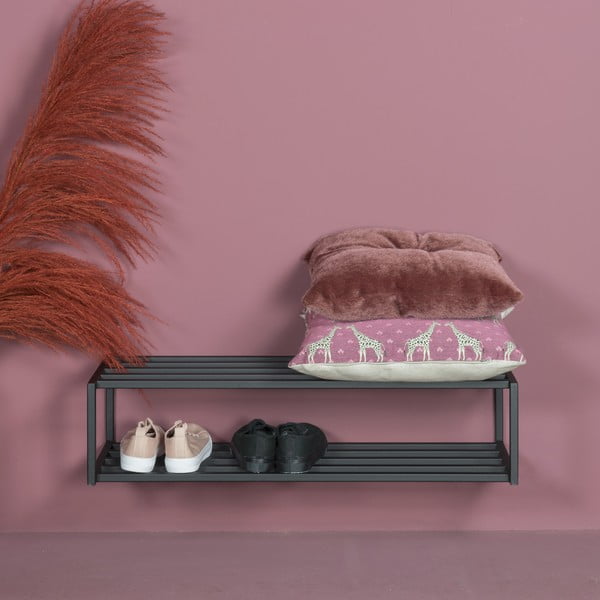 Črna kovinska stenska omarica za čevlje 78x20,5x30,5 cm School – Spinder Design-image-1