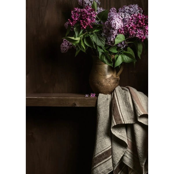 Lanen namizni tekač 40x200 cm Beige Stripe Vintage – Linen Tales-image-1