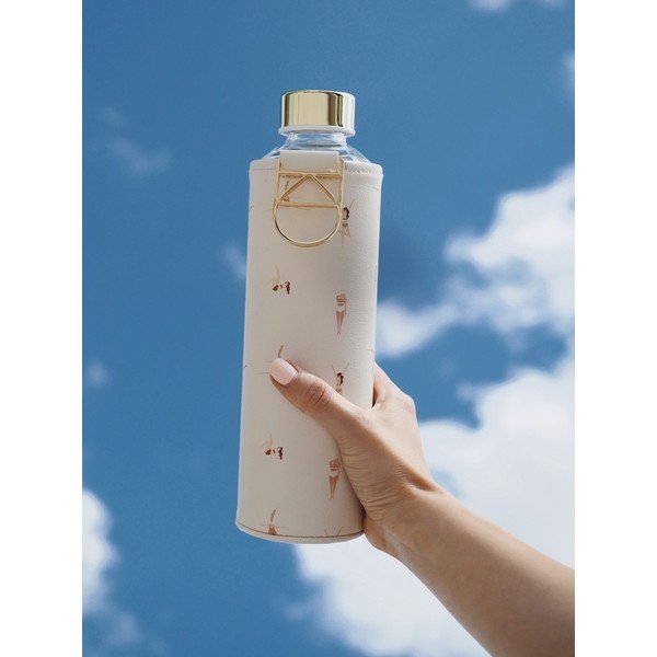 Steklenica iz borosilikatnega stekla bež barve s prevleko iz umetnega usnja Equa Mismatch Playa, 750 ml-image-2