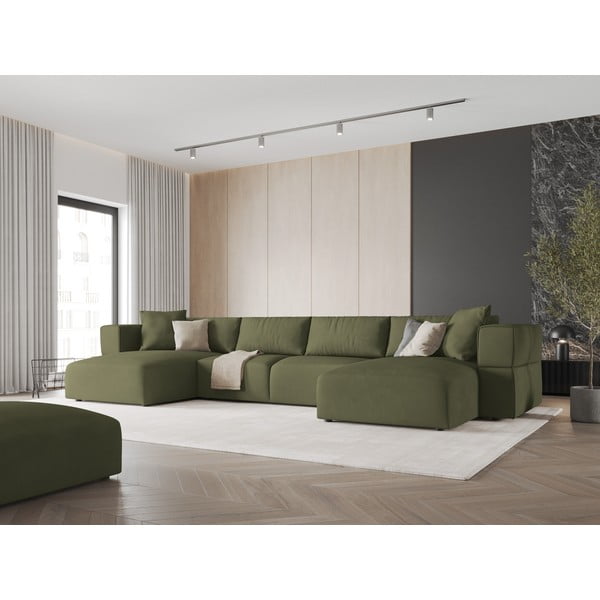 Svetlo zelena kotna sedežna garnitura (v obliki črke "U") Esther – Milo Casa-image-1