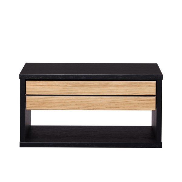 Črna/v naravni barvi stenska nočna omarica v hrastovem dekorju Stripe – Woodman-image-4
