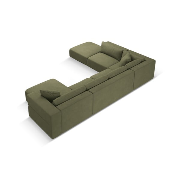 Svetlo zelena kotna sedežna garnitura (levi kot/v obliki črke "U") Esther – Milo Casa-image-2