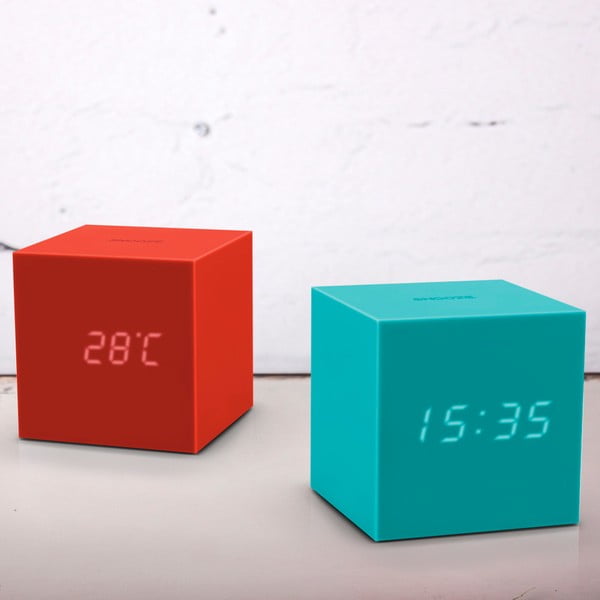 Turkizna LED budilka Gingko Gravity Cube-image-1