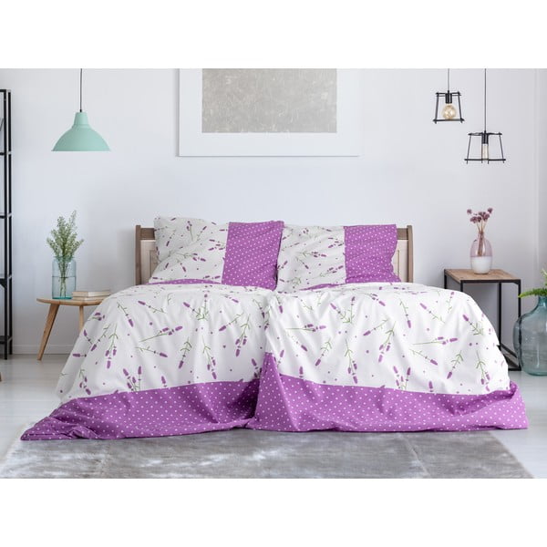 Bela/vijolična enojna posteljnina iz mikrovlaken 140x200 cm – B.E.S.