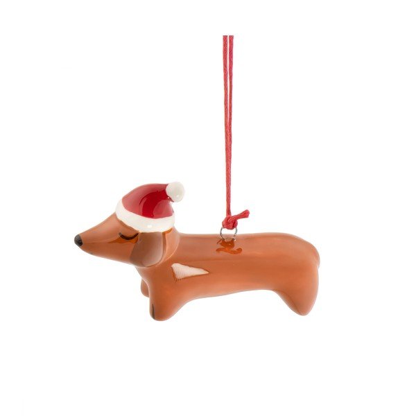 Keramičen okrasek za jelko 7,5 cm Sausage Dog – Sass & Belle