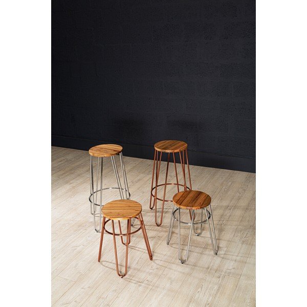 Barsko stol iz masivnega bresta v srebrni barvi/v naravni barvi (višina sedeža 75 cm) District – Premier Housewares-image-2
