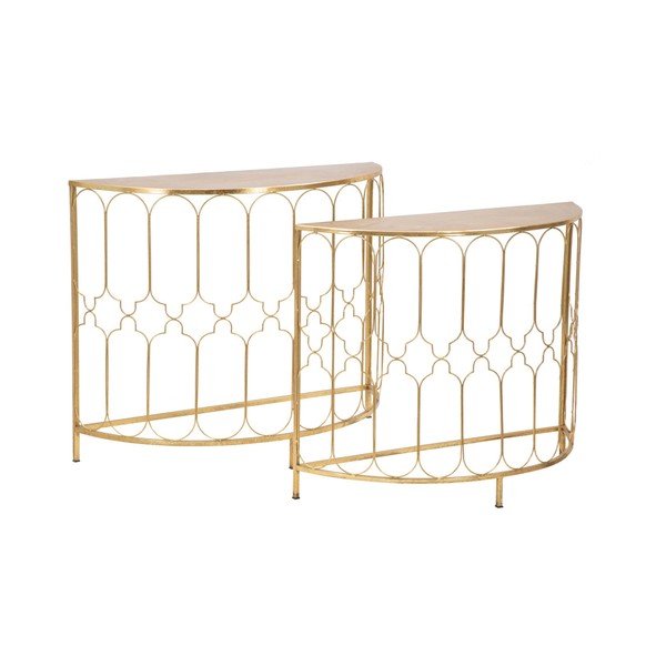 Garnitura 2 konzolnih mizic z motivom v zlati barvi Mauro Ferretti Balconette-image-4