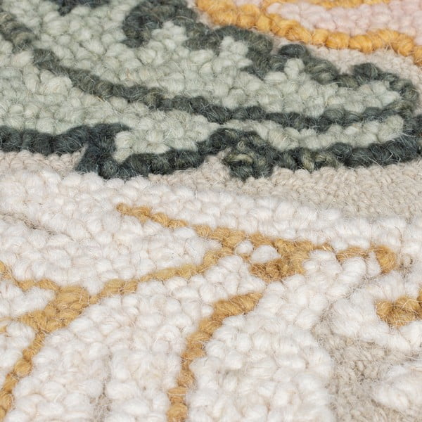 Svetlo rožnat ročno tkan volnen tekač 60x230 cm Daphne Shaped Floral – Flair Rugs-image-4