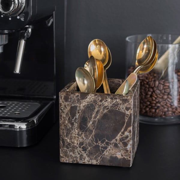 Temno rjav marmorni kopalniški organizator za vatke ali vatirane palčke Marble – Mette Ditmer Denmark-image-4