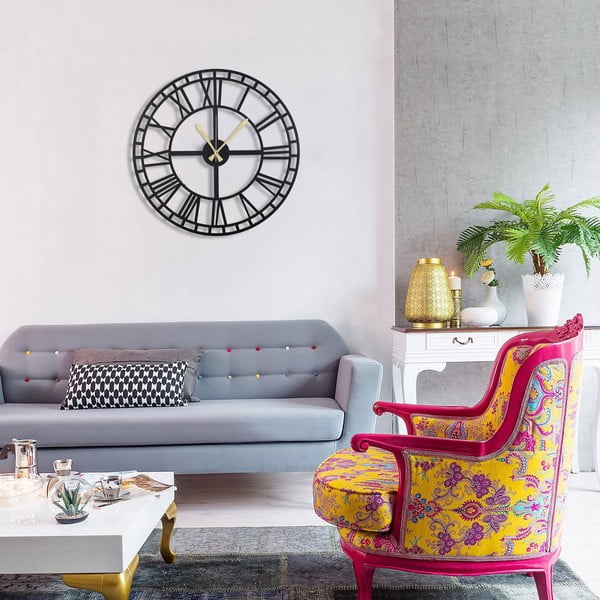 Črna stenska ura Grčija, ø 50 cm-image-4