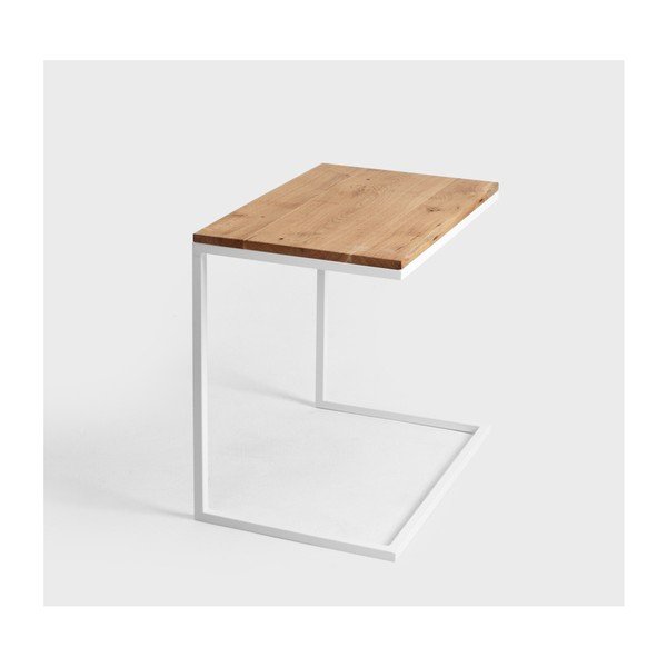 Miza z belo podlago in masivnim hrastovim vrhom CustomForm Lupe-image-4