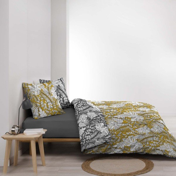 Rumena podaljšana posteljnina za zakonsko posteljo iz mikrovlaken 240x220 cm Calaos – douceur d'intérieur-image-1
