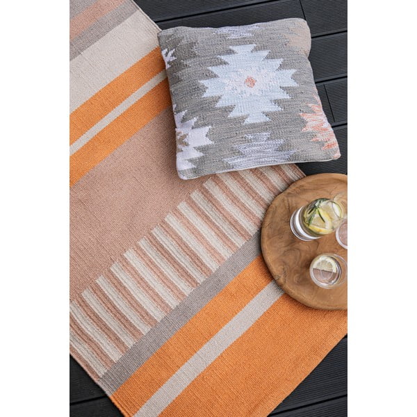 Bež-oranžna obojestranska zunanja preproga iz reciklirane plastike Green Decore Bella, 80 x 180 cm-image-1