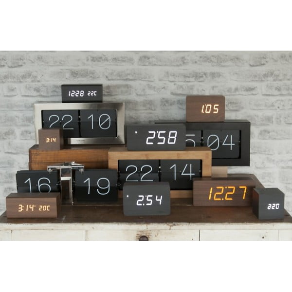 Črna budilka v lesenem dekorju Karlsson Tube, 21 x 9 cm-image-1