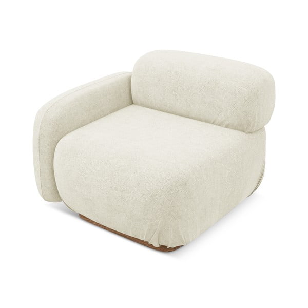 Kremno bel modul za sedežno garnituro iz tkanine bouclé (levi kot) Ailani – Makamii-image-1