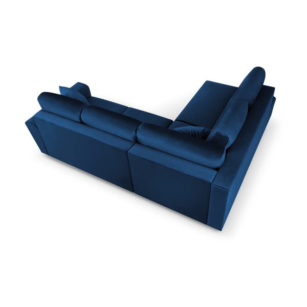 Modra žametna raztegljiva kotna sedežna garnitura s prostorom za shranjevanje (levi kot/v obliki črke L) Kyoto – Cosmopolitan Design-image-4