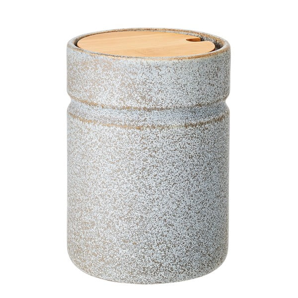 Siva lončenina posoda z bambusovim pokrovom Bloomingville Kendra, 450 ml