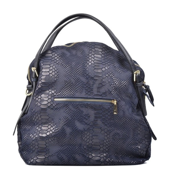 Temno modra usnjena torbica Carla Ferreri Hobo-image-4