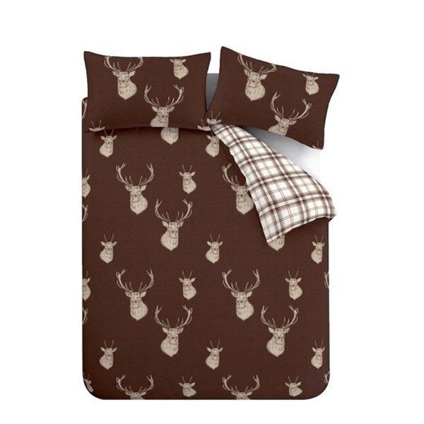 Temno rjava enojna posteljnina 135x200 cm Stag – Catherine Lansfield