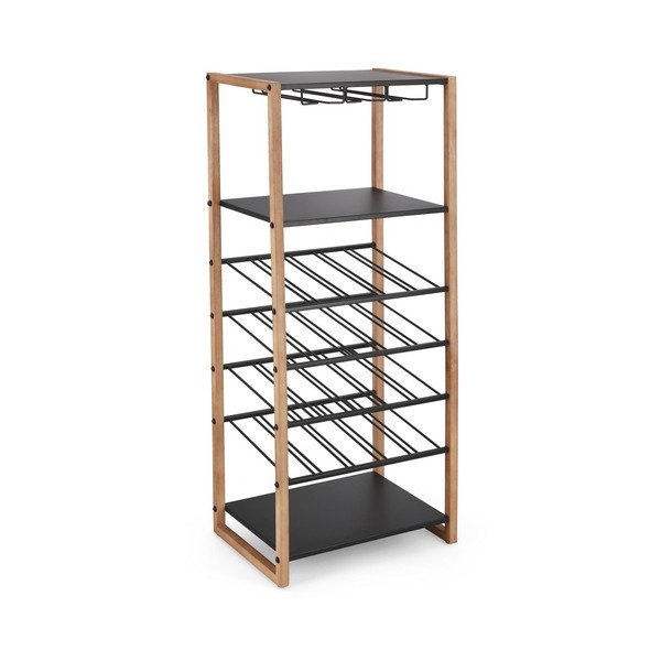 Črna/v naravni barvi kovinska vinska omara število steklenic 20, 50x122x35 cm Isaac – Yes Everyday-image-2