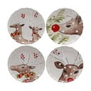 Komplet 4 božičnih keramičnih desertnih krožnikov Casafina Deer Freinds, ø 27 cm