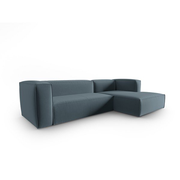 Modra žametna kotna sedežna garnitura Mackay – Cosmopolitan Design-image-2