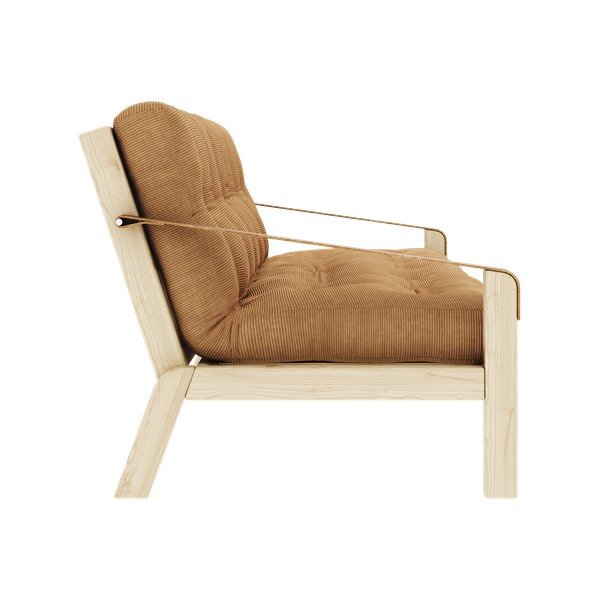 Gorčično rumena raztegljiva sedežna garnitura iz rebrastega žameta 204 cm Poetry – Karup Design-image-1