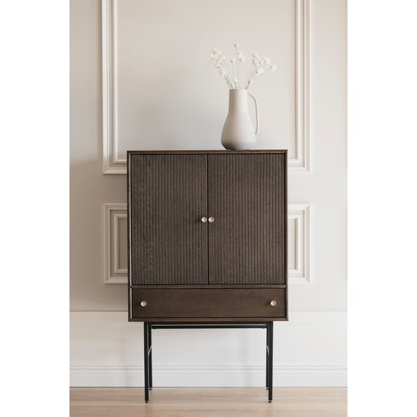 Rjava komoda s hrastovim furnirjem Rowico Clearbrook, širina 79 cm-image-1