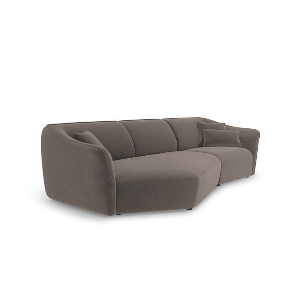 Rjava žametna kotna sedežna garnitura Tokyo – Cosmopolitan Design-image-3