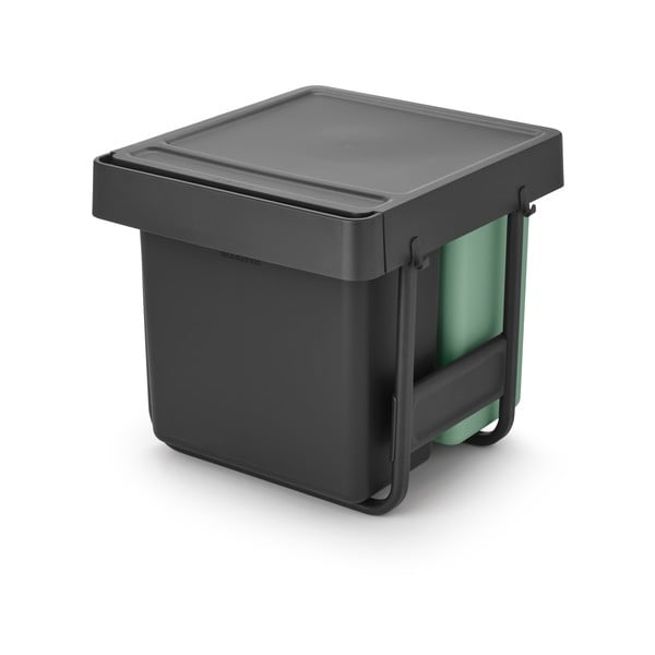 Mentolno zelen/temno siv plastičen izvlečni koš za smeti za ločevanje odpadkov 40 l Sort&Go – Brabantia-image-4