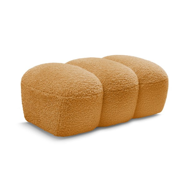 Gorčično rumen tabure iz tkanine bouclé Hippolyte – Bobochic Paris-image-3