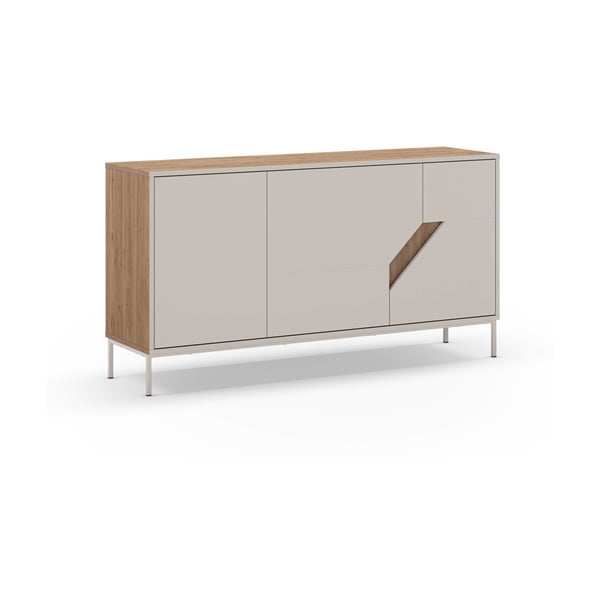 Kremno bela/naravna komoda v hrastovem dekorju 150x80x40 cm Lilou – Marckeric