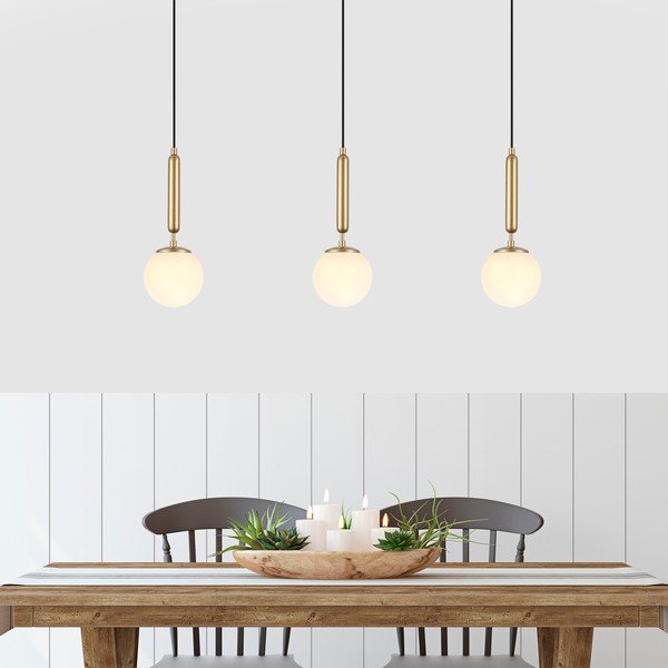 Bela/medeninasta viseča svetilka s steklenim senčilom ø 15 cm King – Opviq lights-image-1