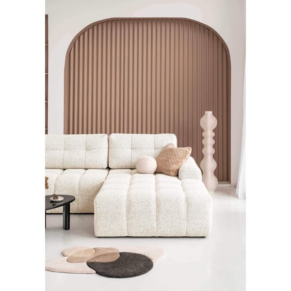 Kremno bela raztegljiva kotna sedežna garnitura s prostorom za shranjevanje (desni kot) Lulu – Miuform-image-2