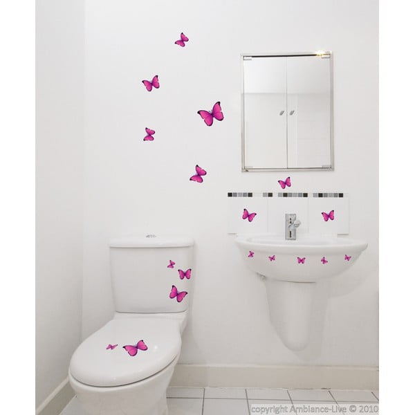 Komplet 18 nalepk Fanastick Pink Butterflies