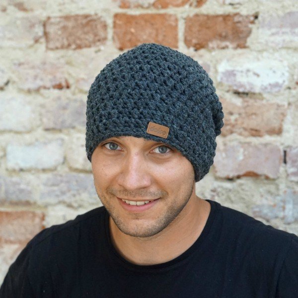 Temno siva ročno kvačkana kapa DOKE Night-image-1