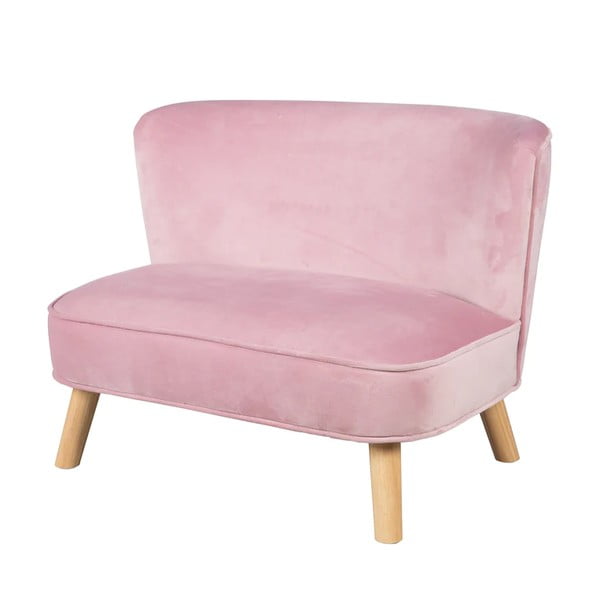Svetlo rožnata žametna otroška sedežna garnitura 70 cm Lil Sofa – Roba