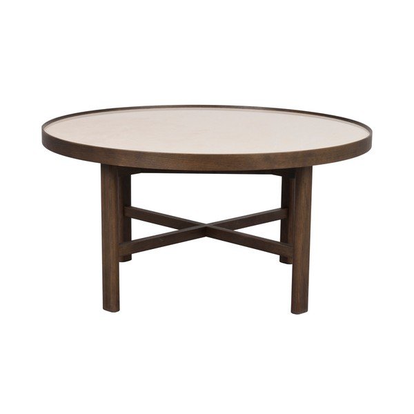 Temno rjava okrogla mizica s keramično ploščo 90x90 cm Marsden – Rowico