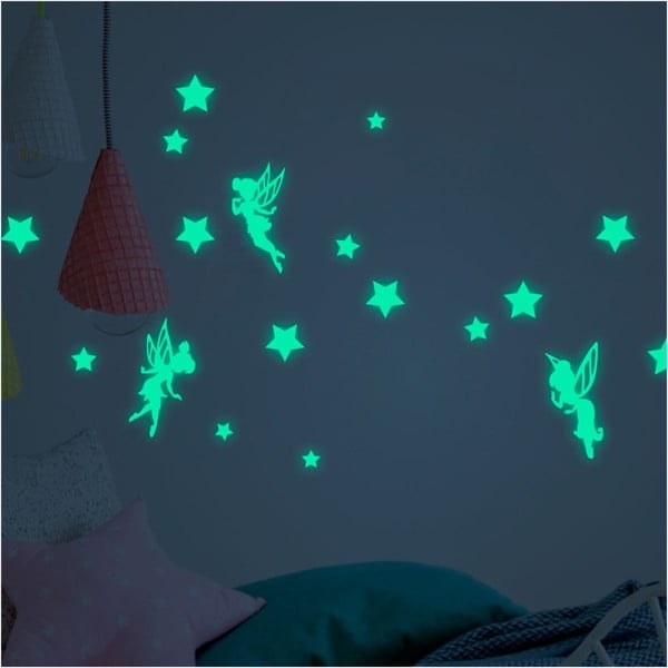 Komplet otroških svetlečih stenskih nalepk Ambiance Fairies and Stars