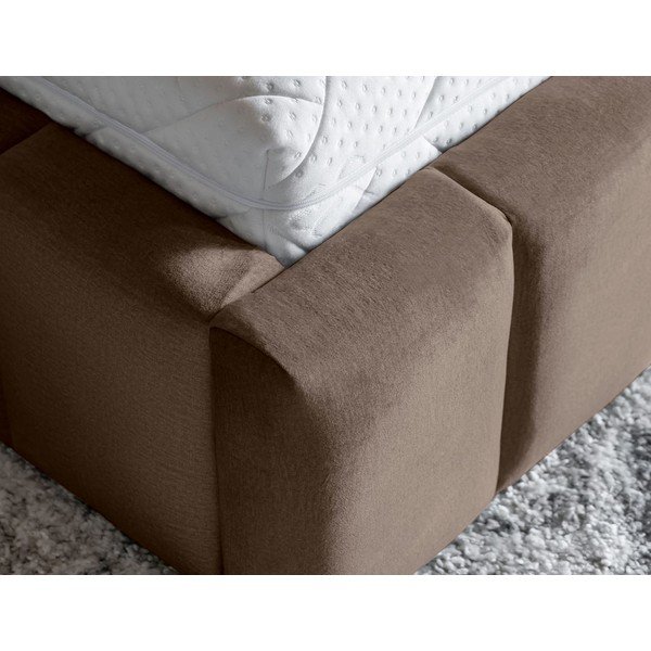 Svetlo rjava oblazinjena zakonska postelja s prostorom za shranjevanje in z letvenim dnom 140x200 cm Lamica – ELTAP-image-4