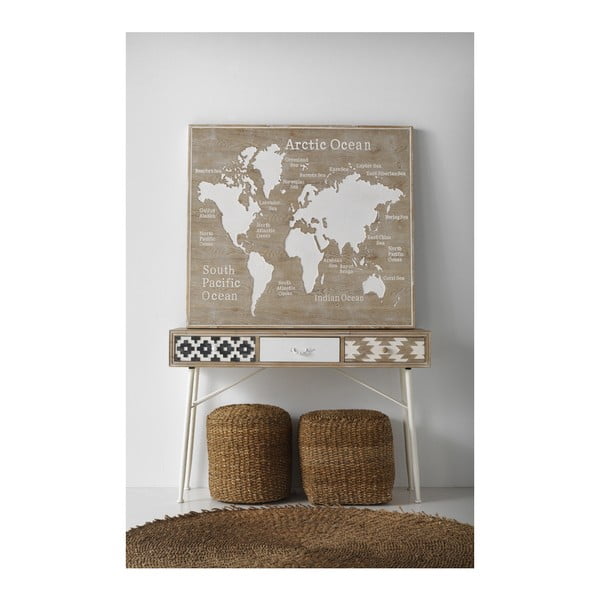 Konzolna miza s črno-belimi detajli in tremi predali Geese Rustico Geometric-image-4