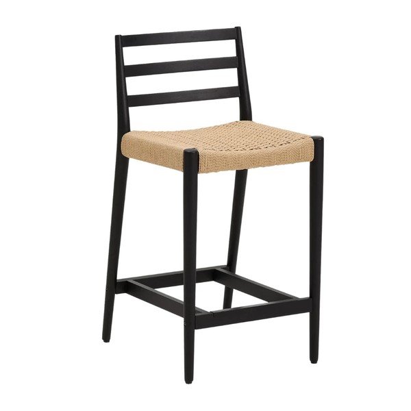 Barski stol iz masivnega hrasta v črni in naravni barvi (višina sedeža 65 cm) Analy – Kave Home