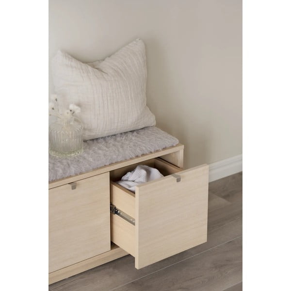 Siva omarica za čevlje v hrastovem dekorju s klopjo Confetti – Rowico-image-3