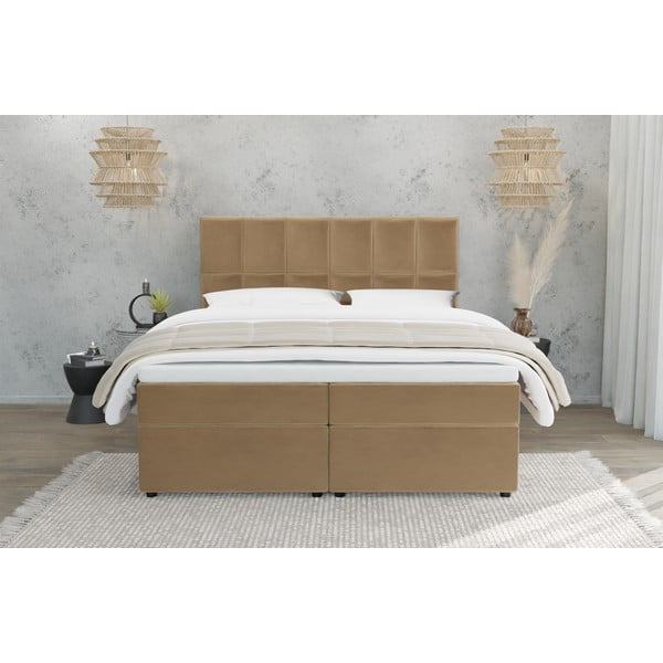 Oker rumena boxspring postelja s prostorom za shranjevanje 180x200 cm Flip – Ropez-image-2