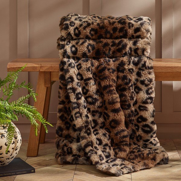 Rjava odeja 130x170 cm Animal Print – Catherine Lansfield-image-1